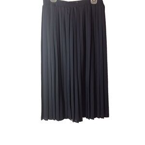 Vintage Special Effect Black  Elegant Women's Midi Pleated  Skirt Size 12-14